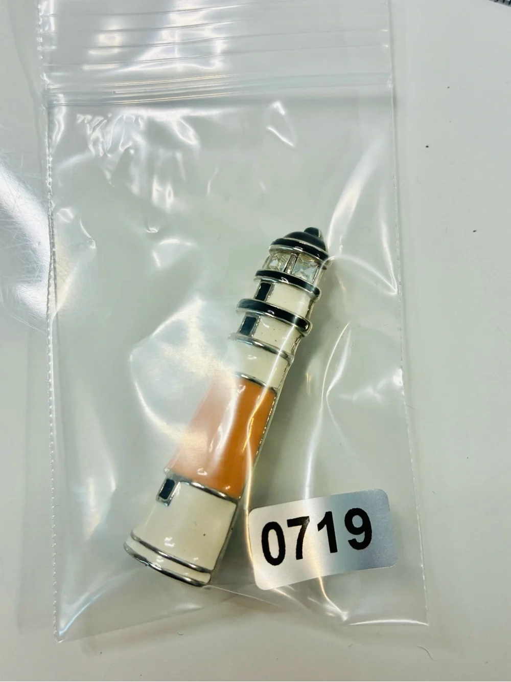 Women Jewelry Brooch - Cream & Orange Lighthouse Pin